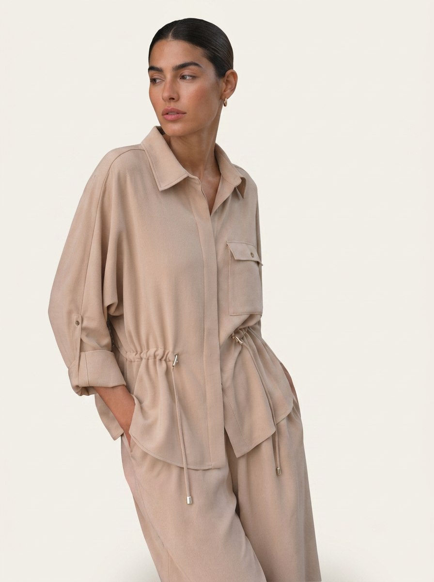 Beige Drawstring Set